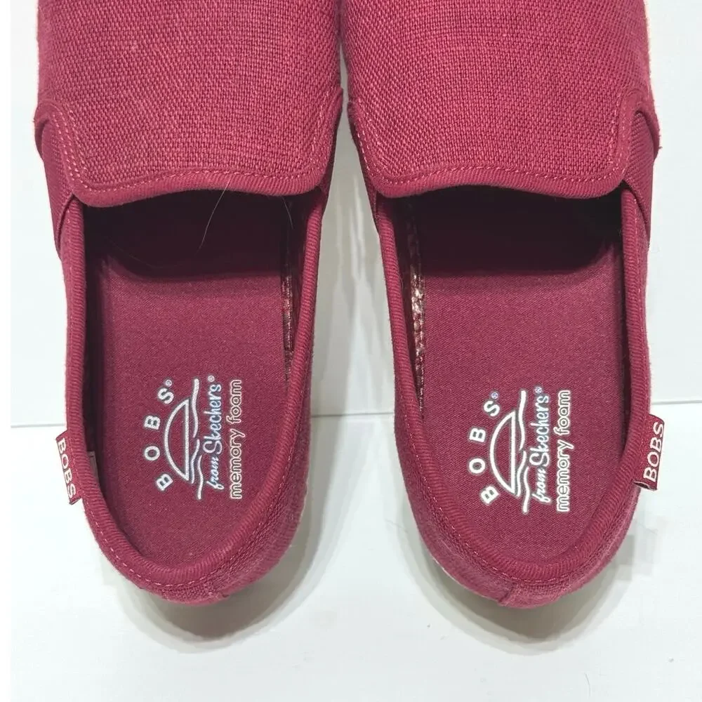 Skechers Bobs Women’s Size 7.5 Flexpadrille Slip On Canvas Shoes Rubber Sole Red - Picture 7 of 12